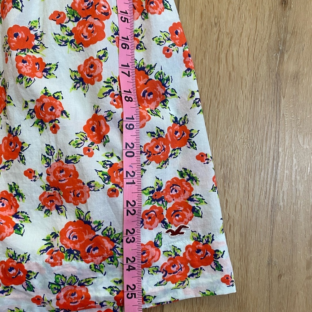 Hollister Dress Women’s XS Floral Mini White Red Babydoll Croquette Skater - Picture 8 of 10